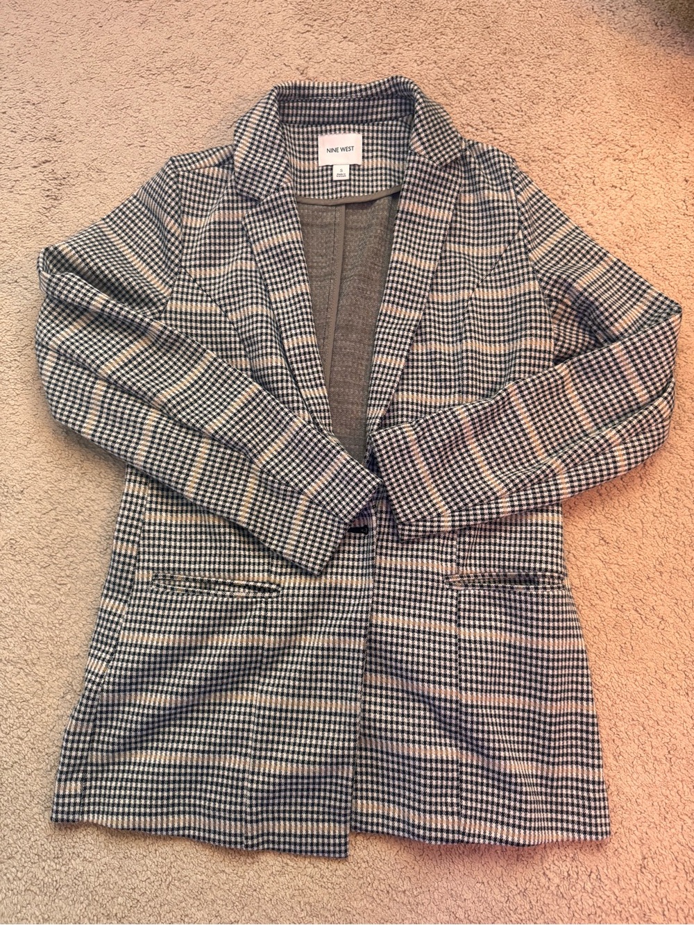 Nine West Women's Black & White Plaid Blazer size S